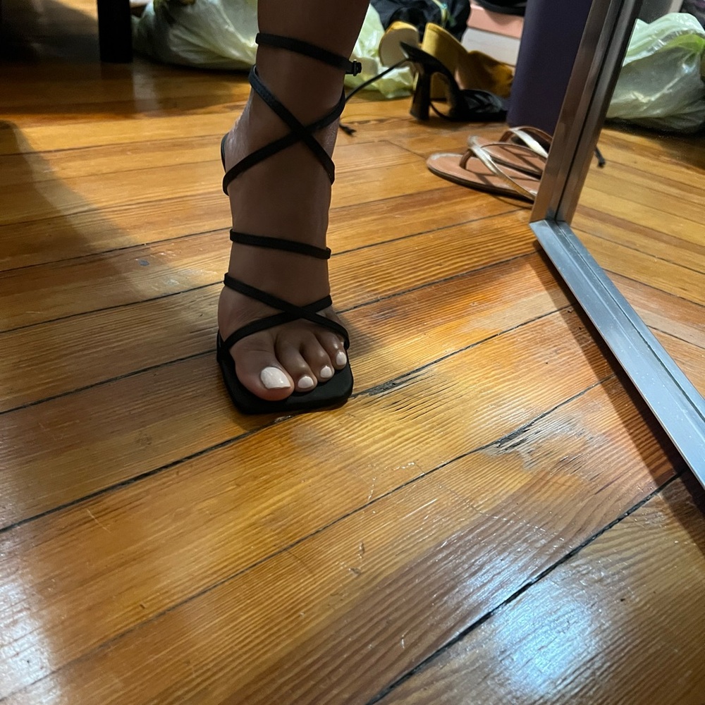 Zara black lace up sandals